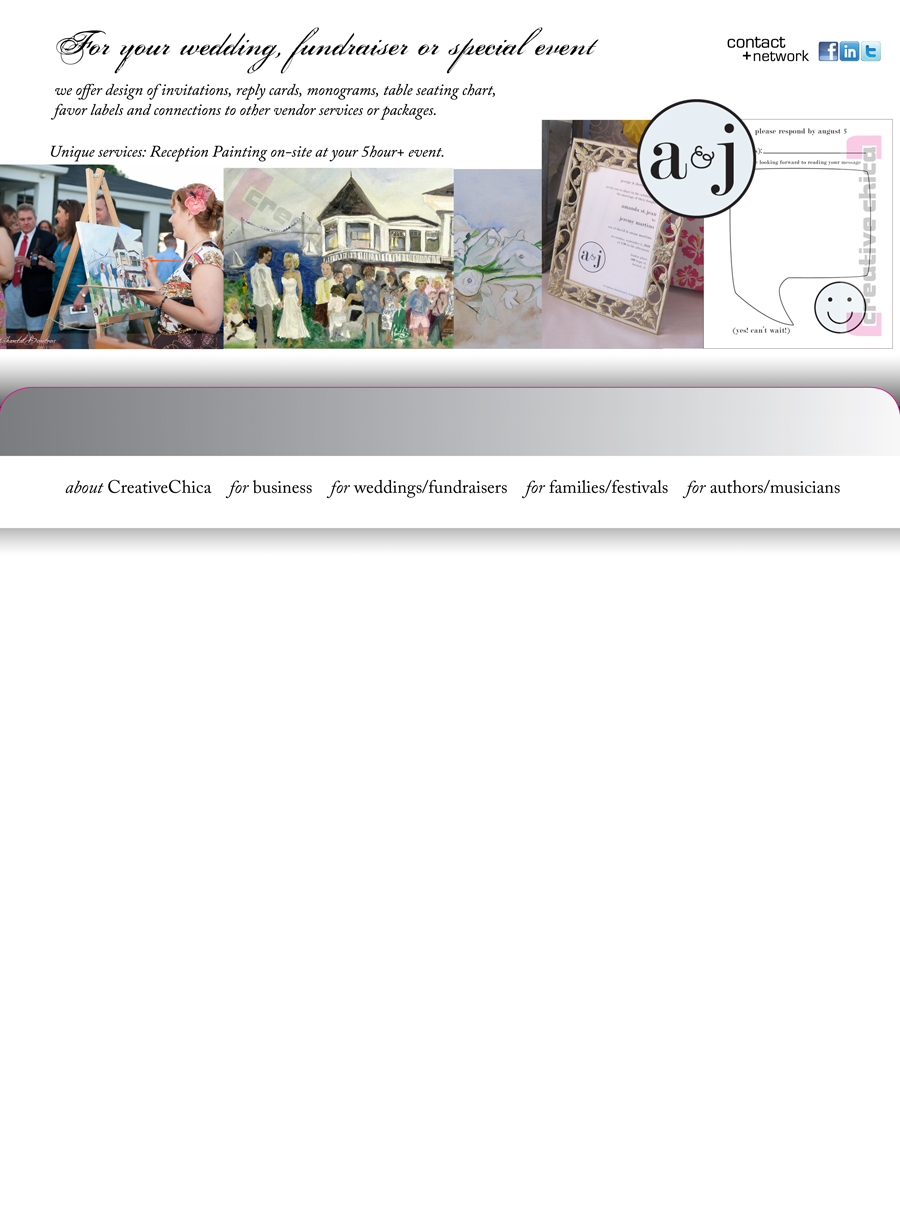 CreativeChica Wedding Services, Reception Painting, invitations, table cards, monograms